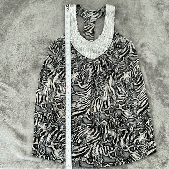 C. Olives Sequined T-Back Tank Python Print Top M - Picture 6 of 8